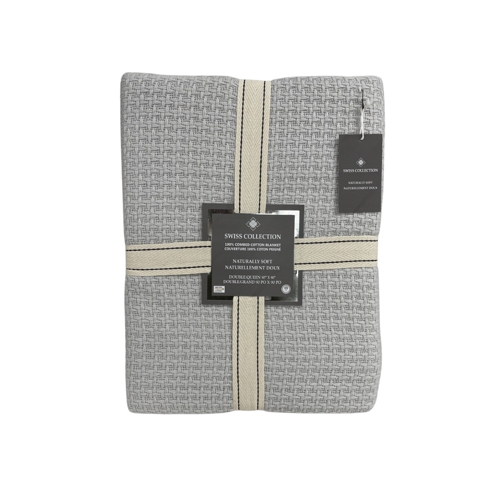 100% Combed Cotton Blanket-Waffle Grey