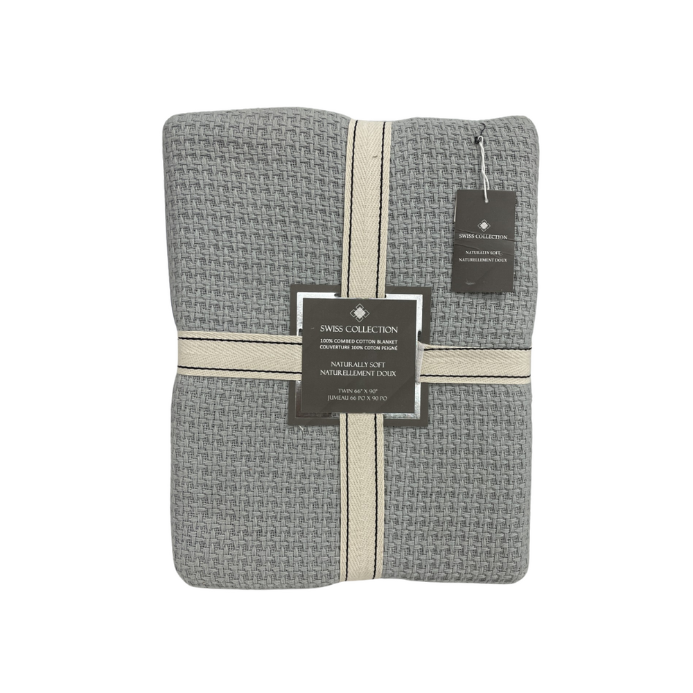 100% Combed Cotton Blanket-Waffle Grey