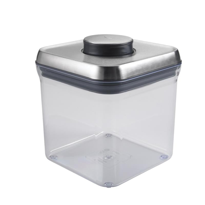 OXO Good Grips 0.2 Qt. Clear Square SAN Plastic Food Storage Container with  Stainless Steel POP Lid