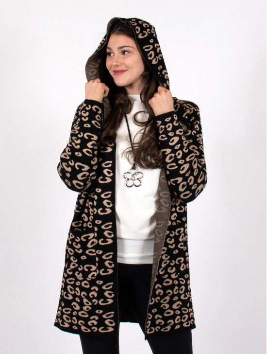 Hooded leopard print clearance jacket