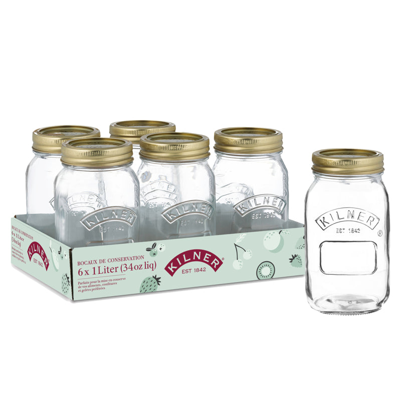 Kilner 1L Preserve Jars - 6pk