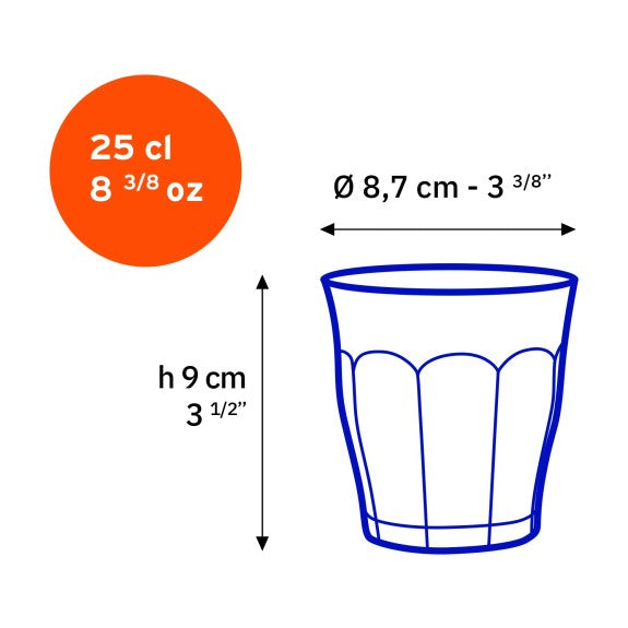 Duralex Picardie Clear Glass Tumbler 250ml, Set of 4