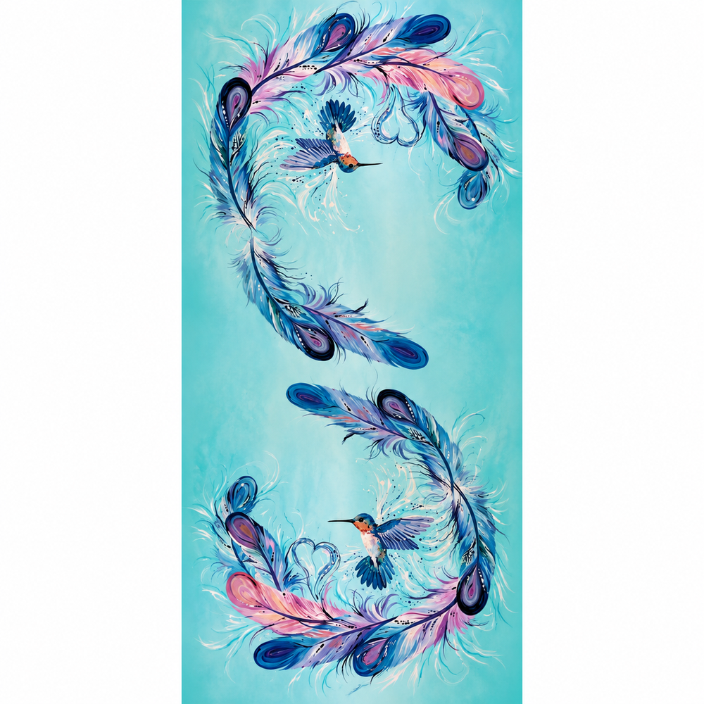 Indigenous Art Scarf - Hummingbird Feathers