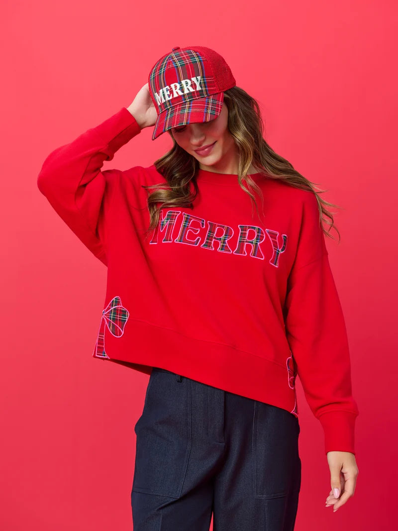 Shiraleah Plaid "Merry" Sweatshirt Large