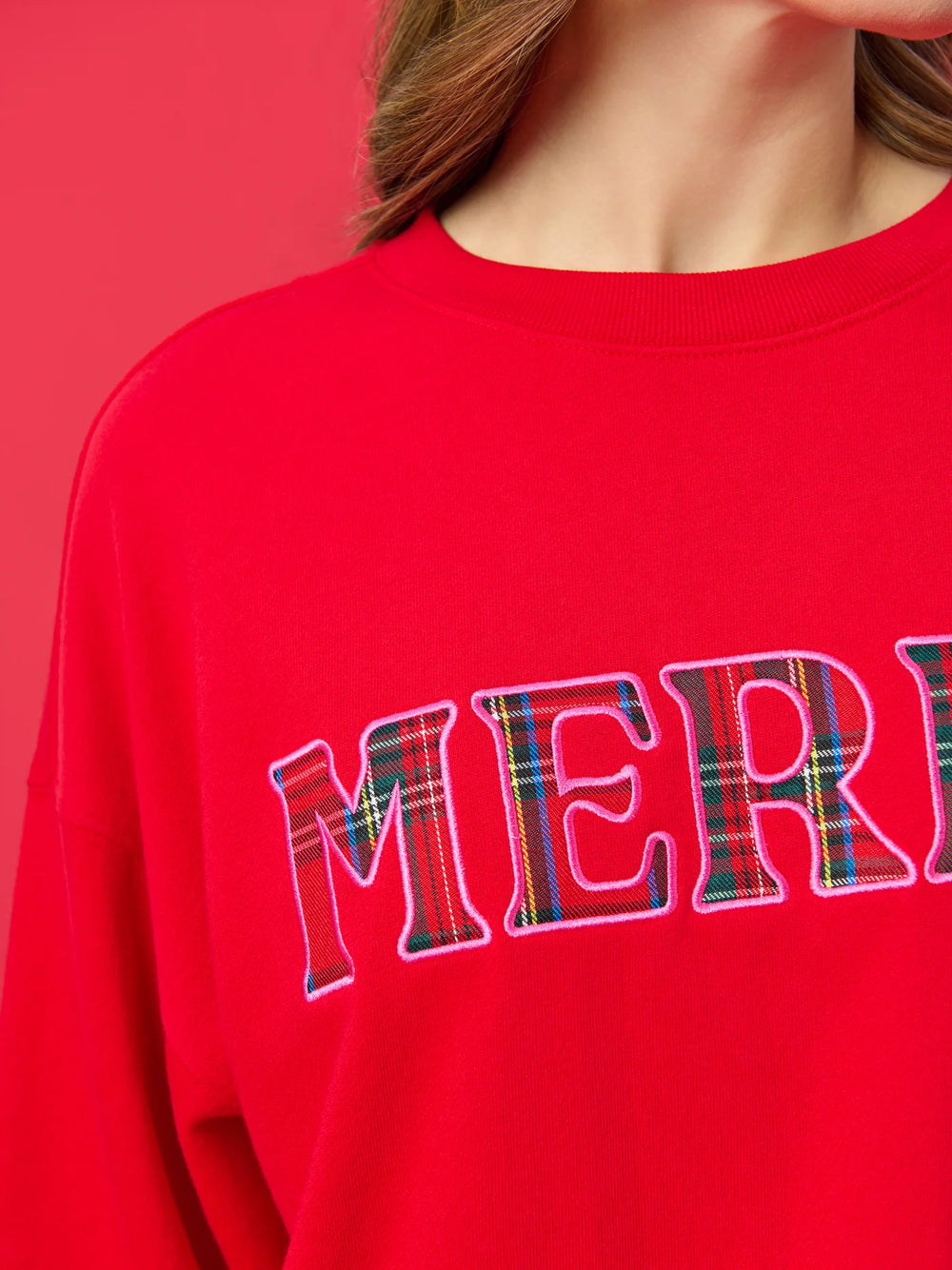 Shiraleah Plaid "Merry" Sweatshirt Large