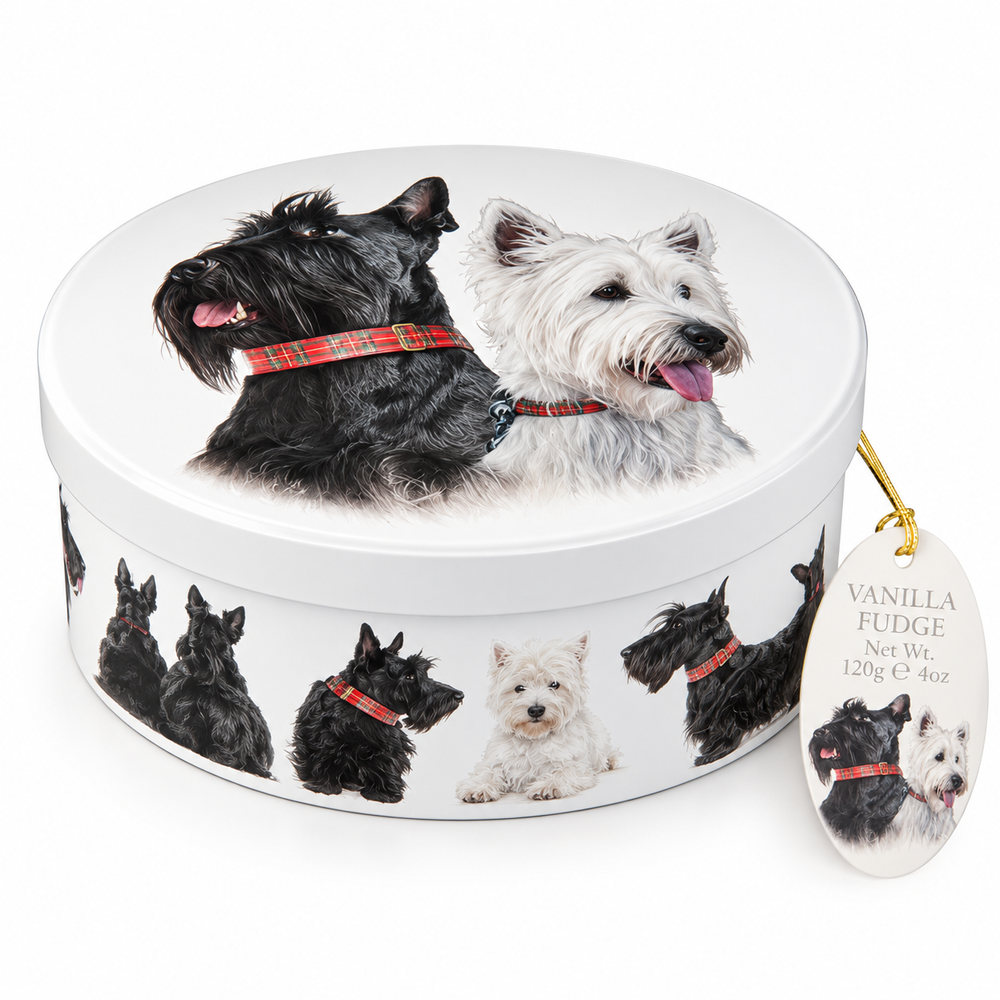 Gardiners Scotty Dog Vanilla Fudge Tin 120g