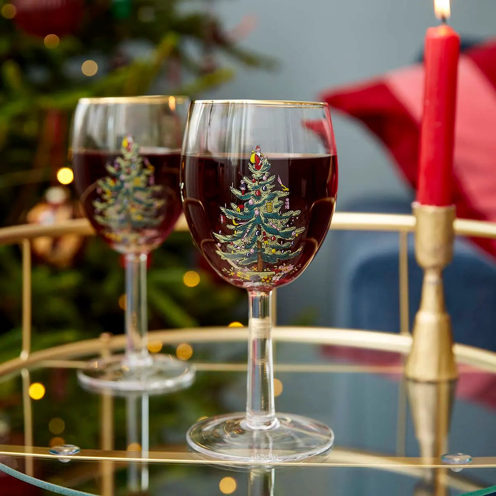 Spode Christmas Tree Wine Glasses Set of 4