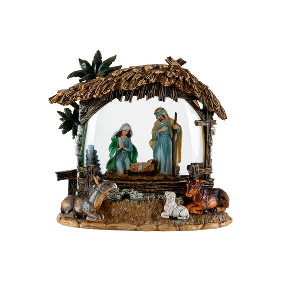 CT Waterglobe Holy Family With Thatch 8" USB
