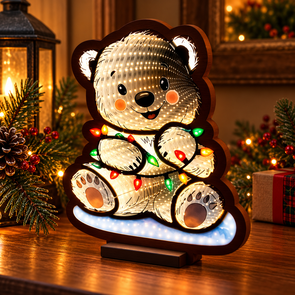 CT Infinity Light Christmas White Bear 12"