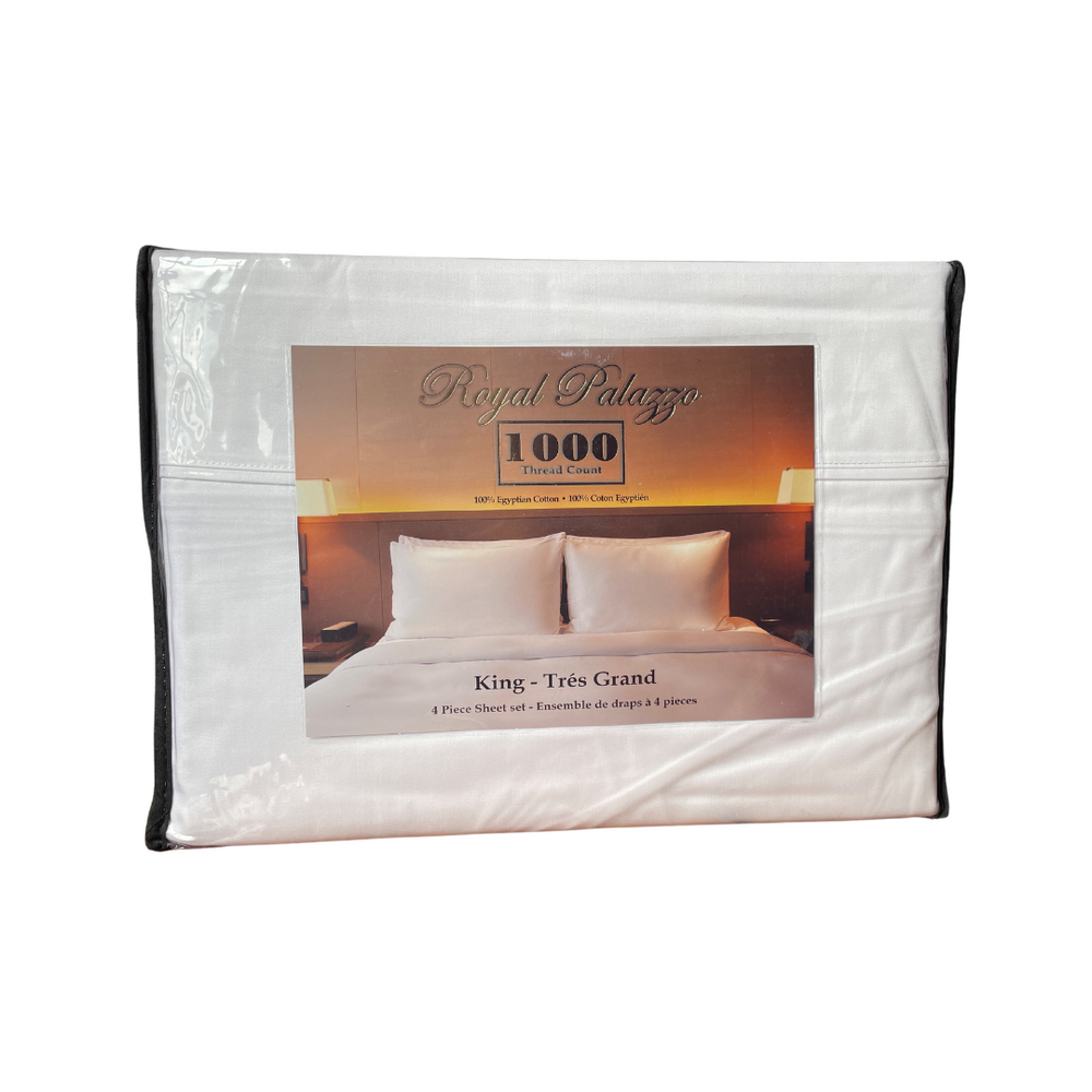 1000TC Solid Egyptian Cotton Sheet Set-White