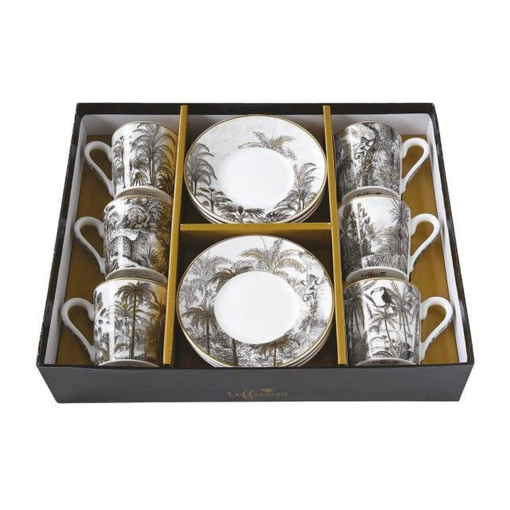 Retro Jungle Espresso Cup & Saucer Set of 6