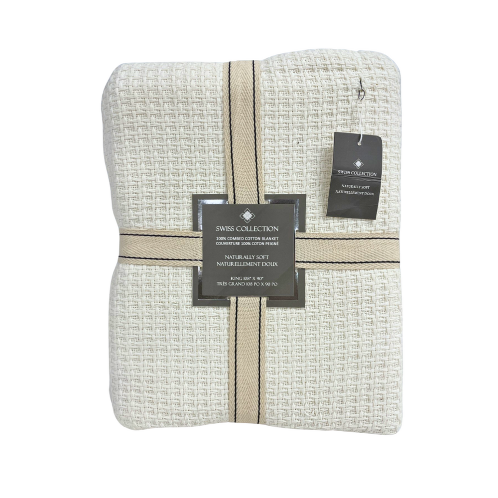100% Combed Cotton Blanket-Waffle Cream