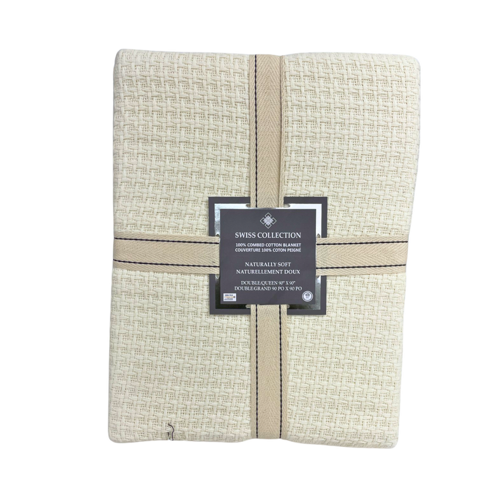 100% Combed Cotton Blanket-Waffle Cream