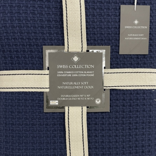 100% Combed Cotton Blanket-Waffle Navy