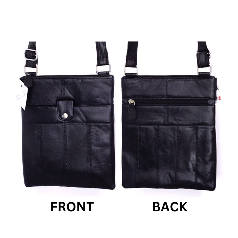 100% Indian Leather Black Crossbody Bag (S-2031)
