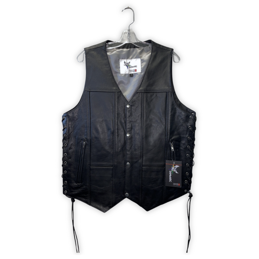 Men's "Live to Ride" Motorcycle Vest w/Embossed Eagle (S-1894)