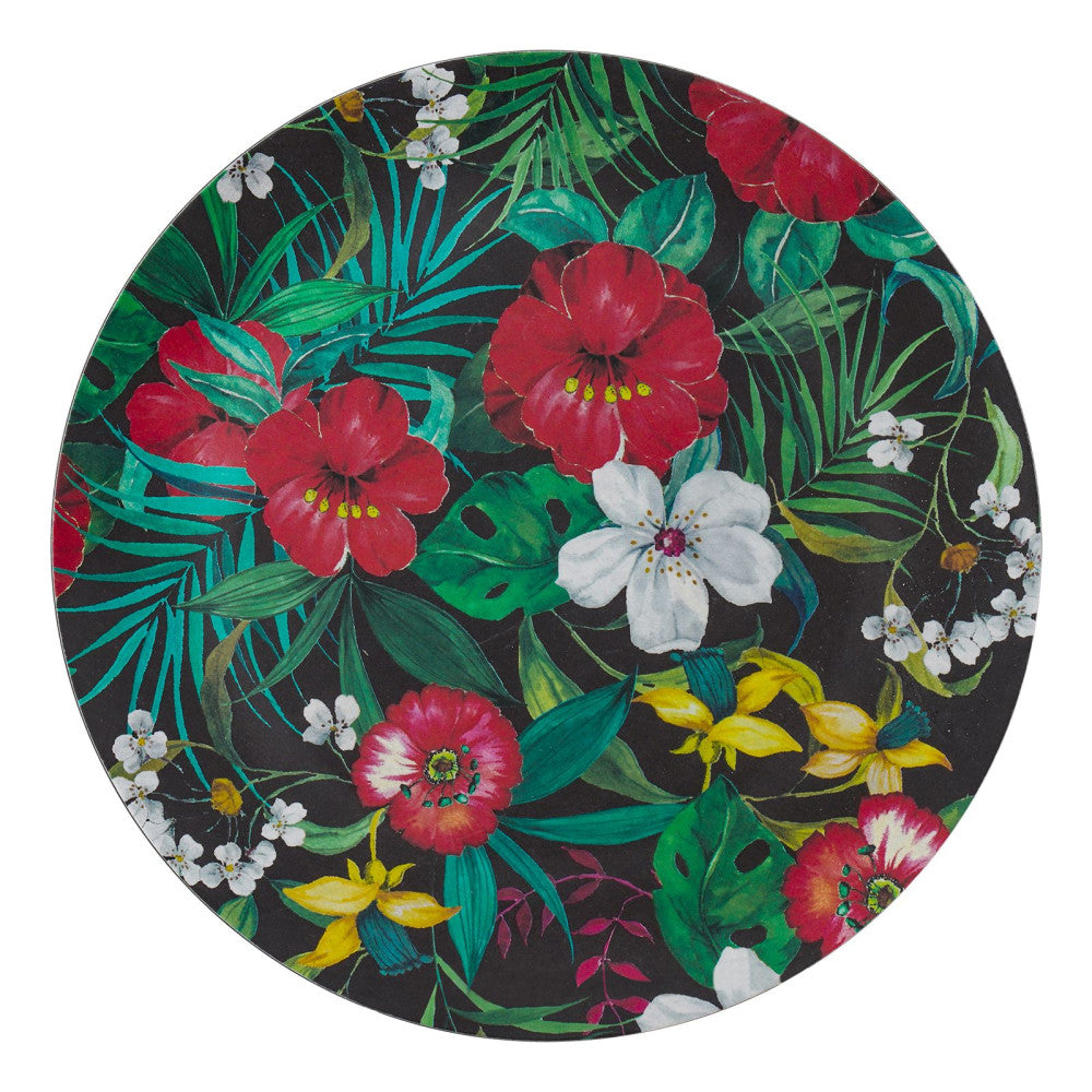 Bamboo Walnut Floral Plate 26cm