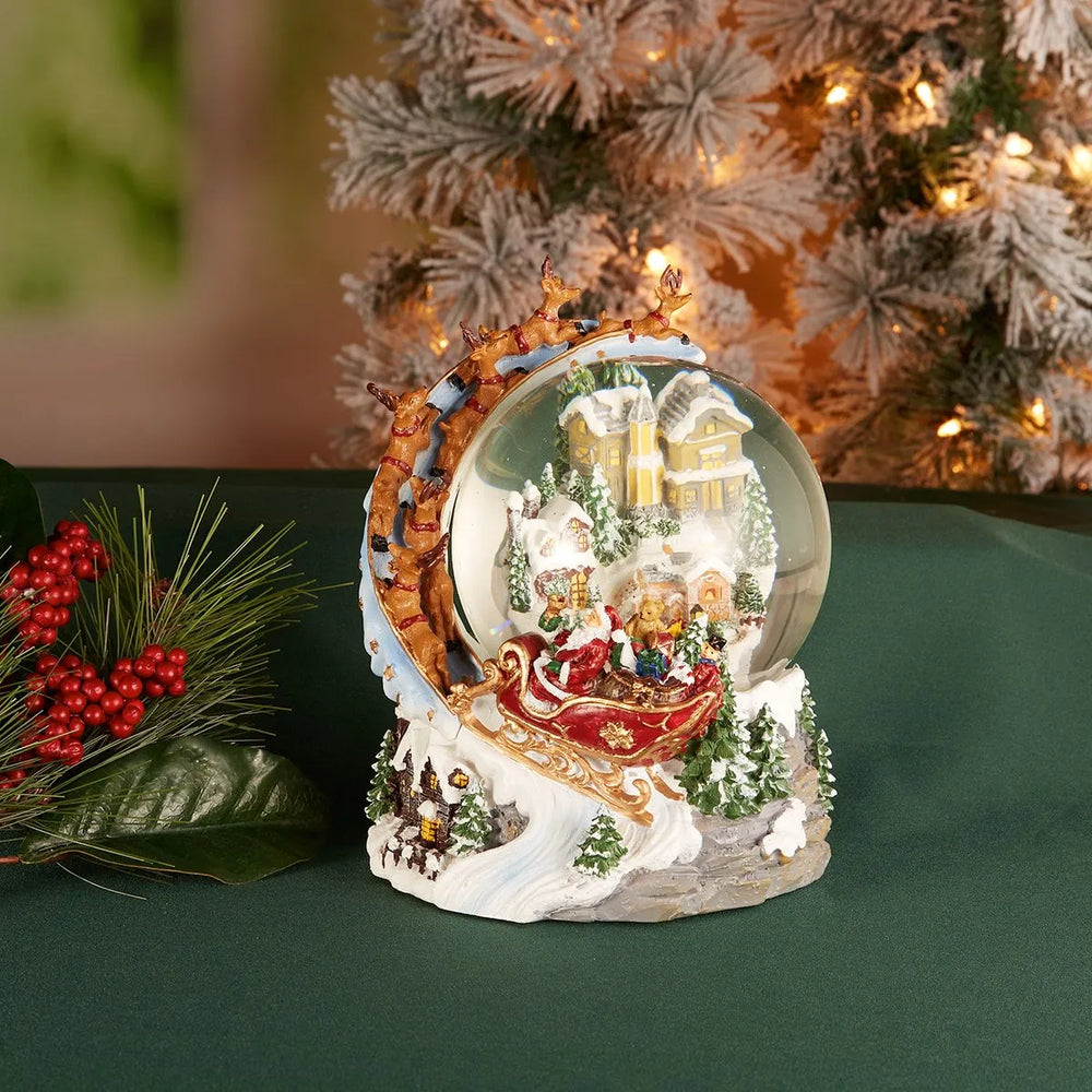 Roman Lighted Musical Swirl Santa Over Town 8" (USB)