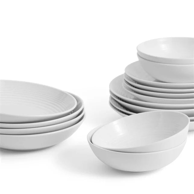 GR Maze White 16pc Dinner Set with Pasta Bowls