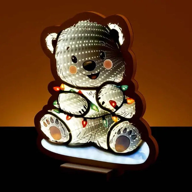 CT Infinity Light Christmas White Bear 12"