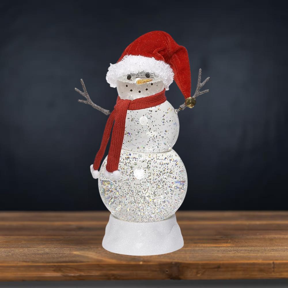 Roman Lighted Swirl Snowman w/Santa Hat 11.25" (USB)