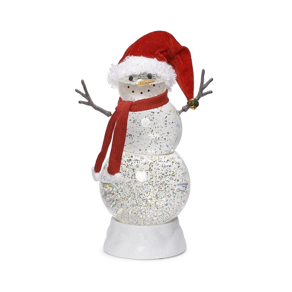 Roman Lighted Swirl Snowman w/Santa Hat 11.25" (USB)