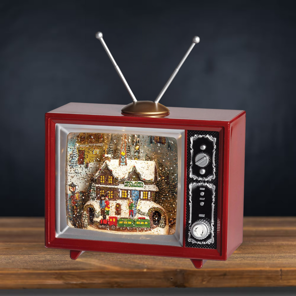 Roman Lighted Swirl North Pole TV 6.5" (USB)