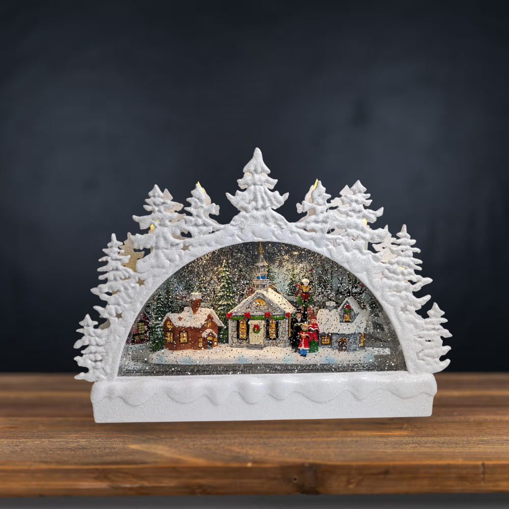 Roman Lighted Swirl Arch Church Scene 9" (USB)