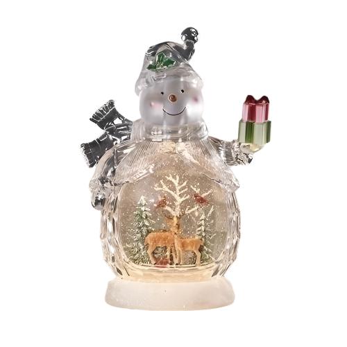 Swirl Dome - Snowman Shaped w Deer Scene