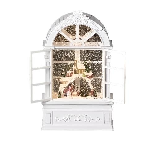 Roman Lighted Swirl Town Scene Depicted in a Window Dome-USB Cable 8.7"