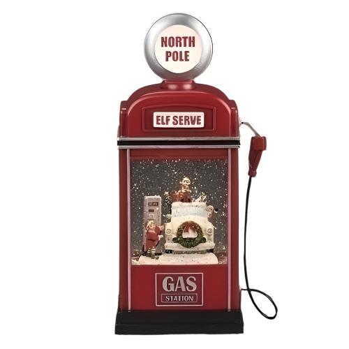 Roman Lighted Swirl Santa Gas Pump 11.5" (USB)