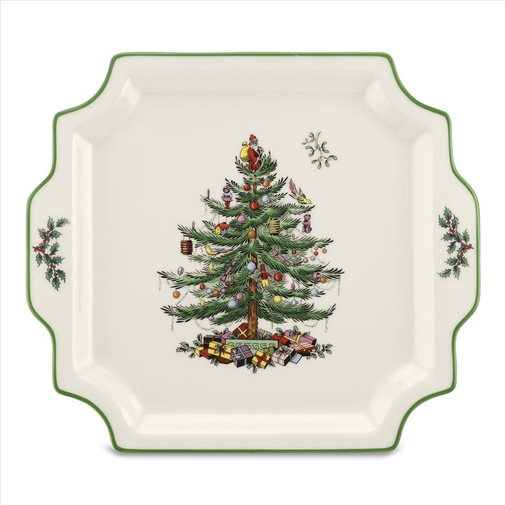 Spode Christmas Tree Square Handled Platter