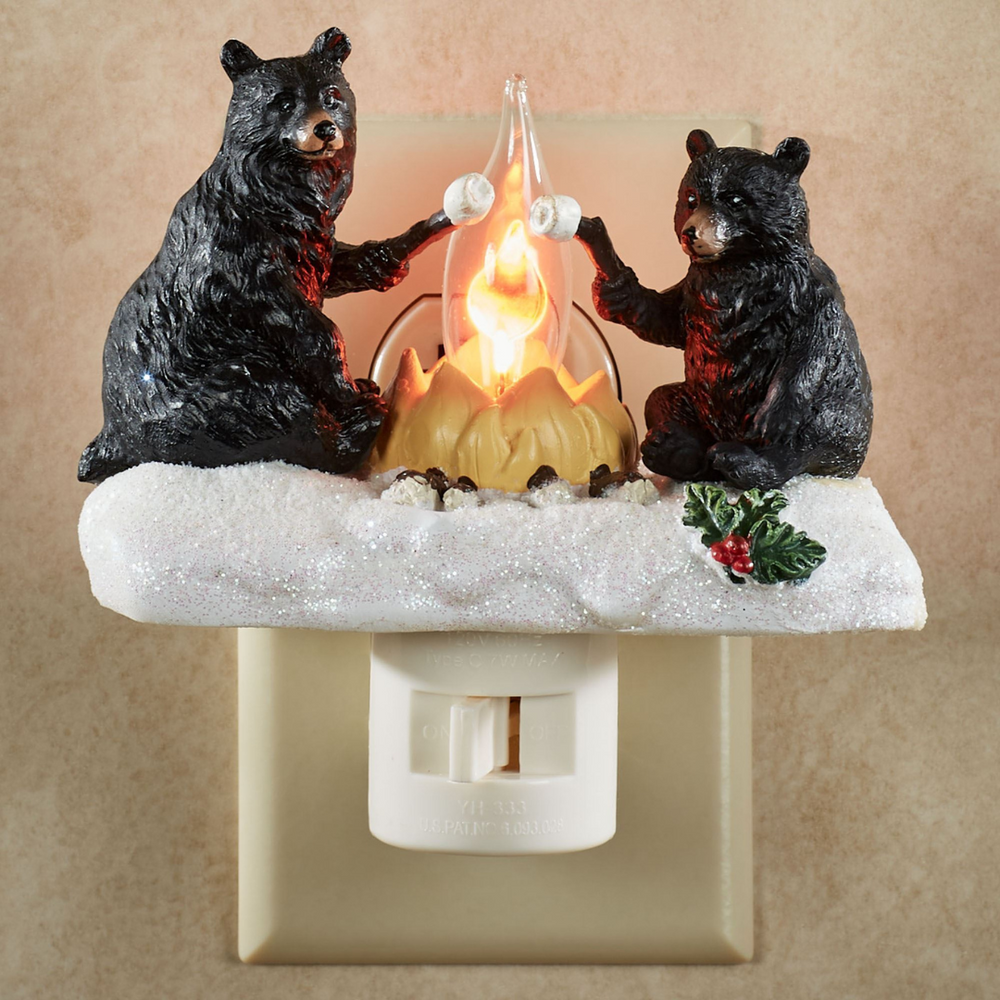 Nightlight - Black Bear & Cub by Campfire
