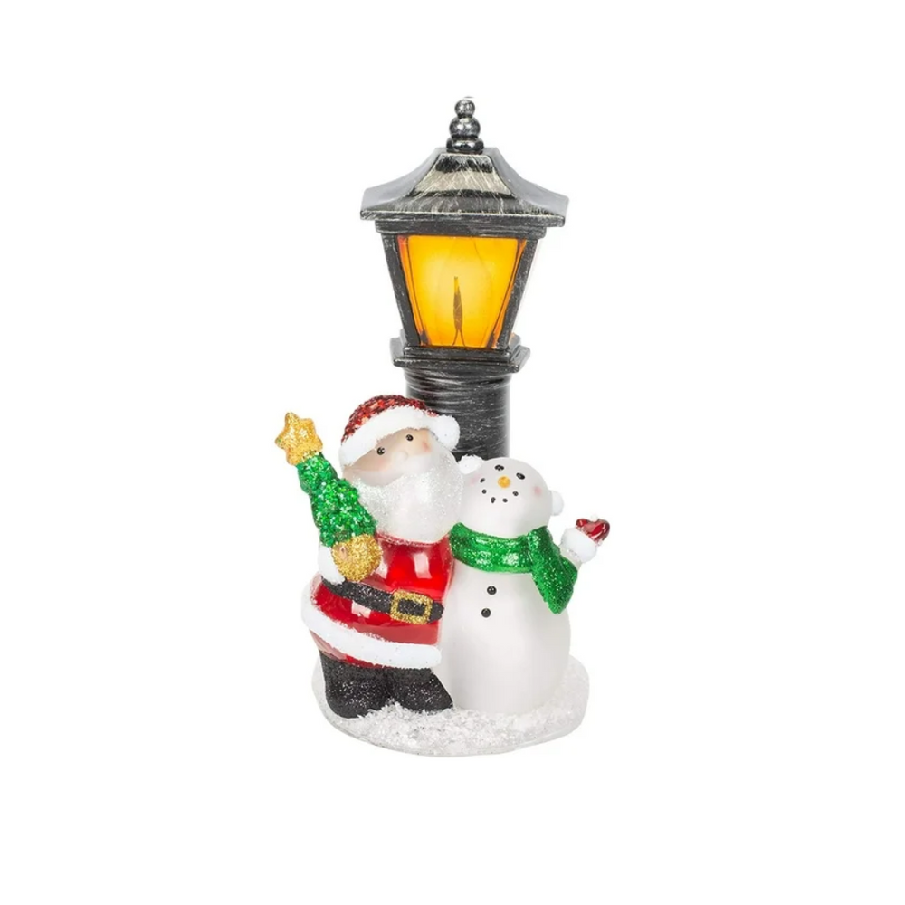 Night Light - Santa & Snowman by Lamp Post