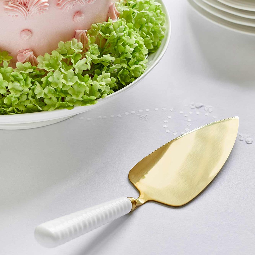 Sophie Conran White Cake Server 10" Gold