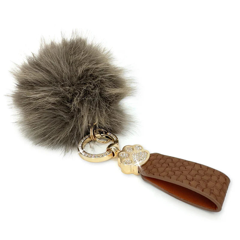 Keychain with Fur Fantasy Pom Pom Brown by Jacqueline Kent