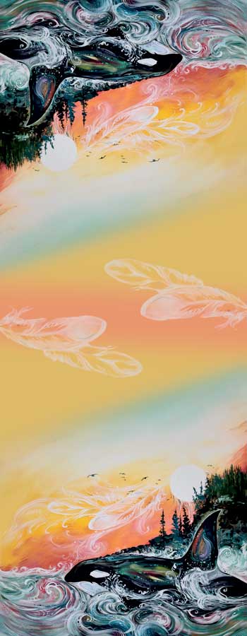 Indigenous Art Scarf - Killer Whale Sunset