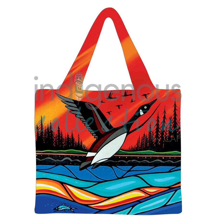 Indigenous Art Reusable Shopping Bag - Canadian Geese in Flight