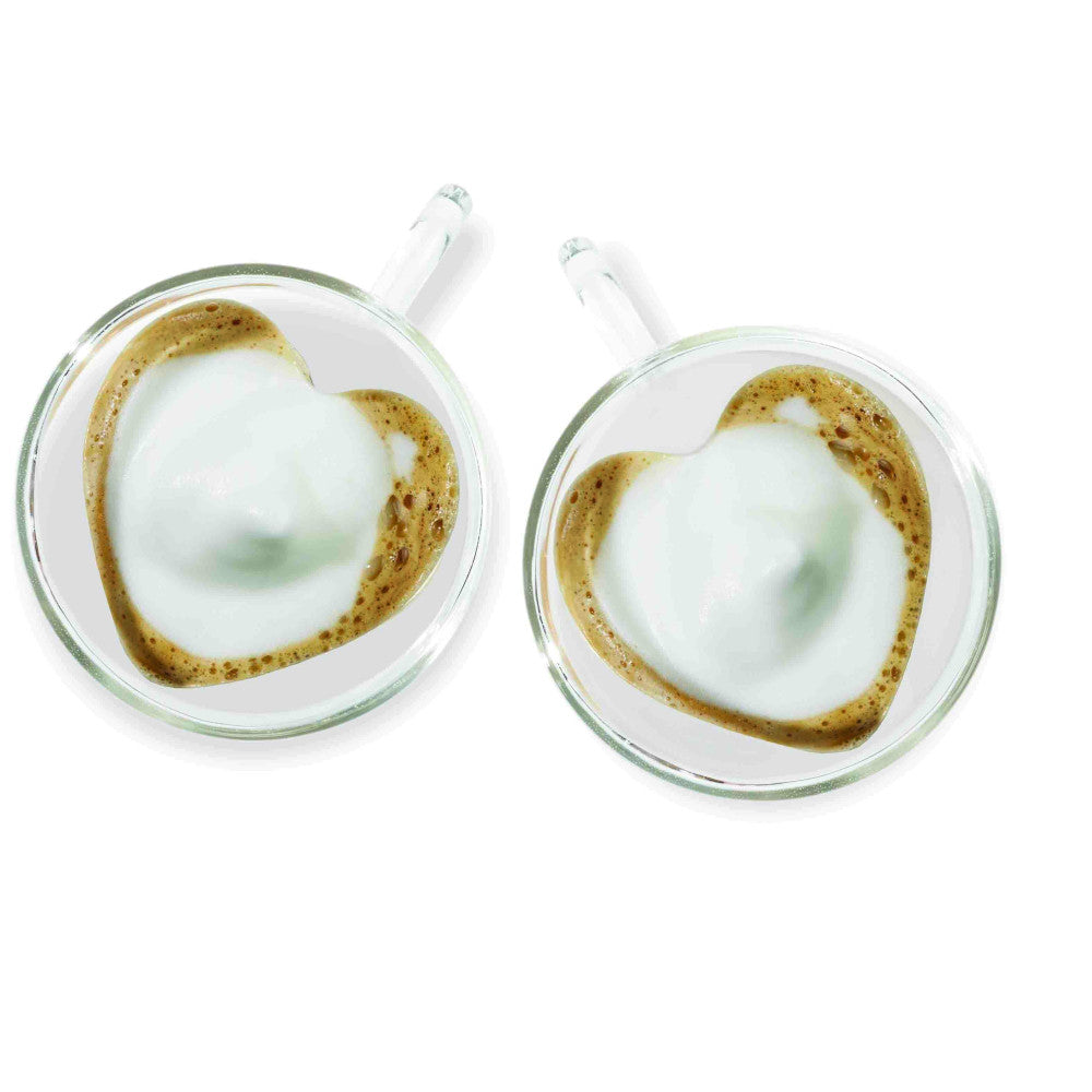 The Double Wall Heart Cappuccino Mug 250 ml, Set of 2
