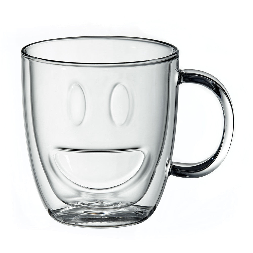 The Double Wall Smiley Mug 350 ml, Set of 2