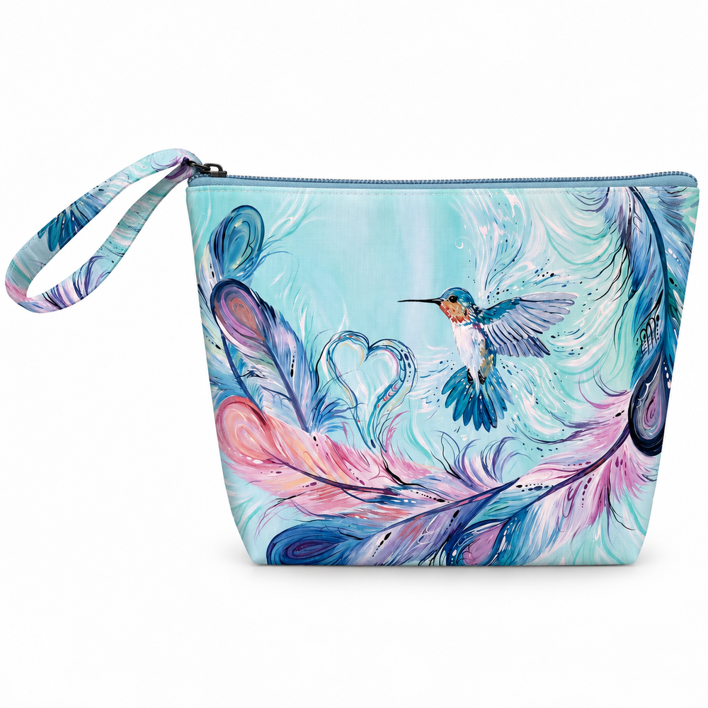 Indigenous Art Small Canvas Tote - Hummingbird Feathers