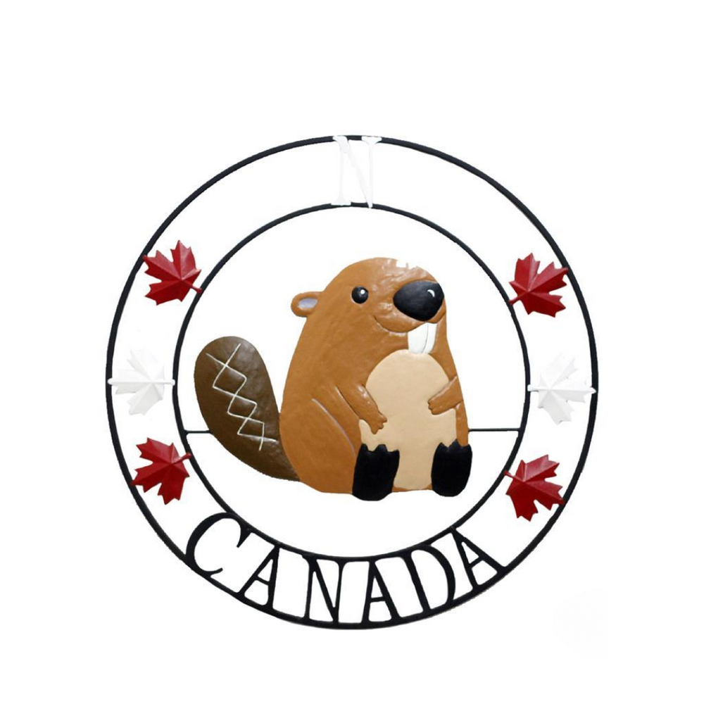 Canada Beaver Metal Sign 28"