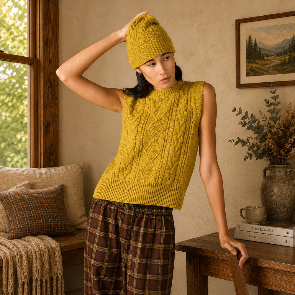 Irelands Eye Callie Cable Vest - Lichen (C310)
