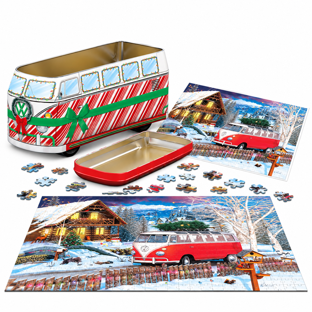 Puzzle (Shaped Tin) - Volkswagon Christmas Bus 550pcs