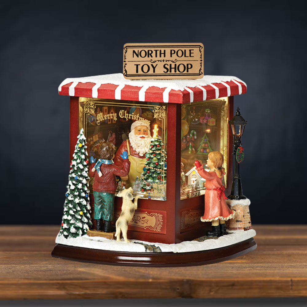 Roman Lighted Musical Santa Toy Shop 10.5" (USB)