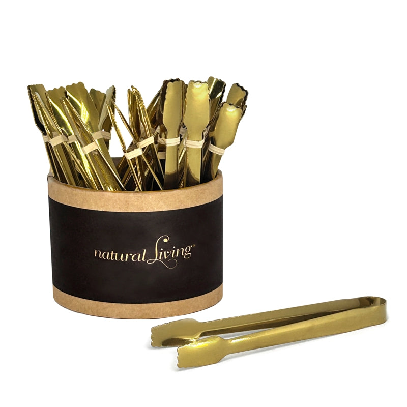 Natural Living Small Serving Tongs Gold