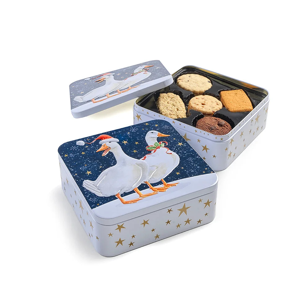 Farmhouse Biscuits Geese Square Tin