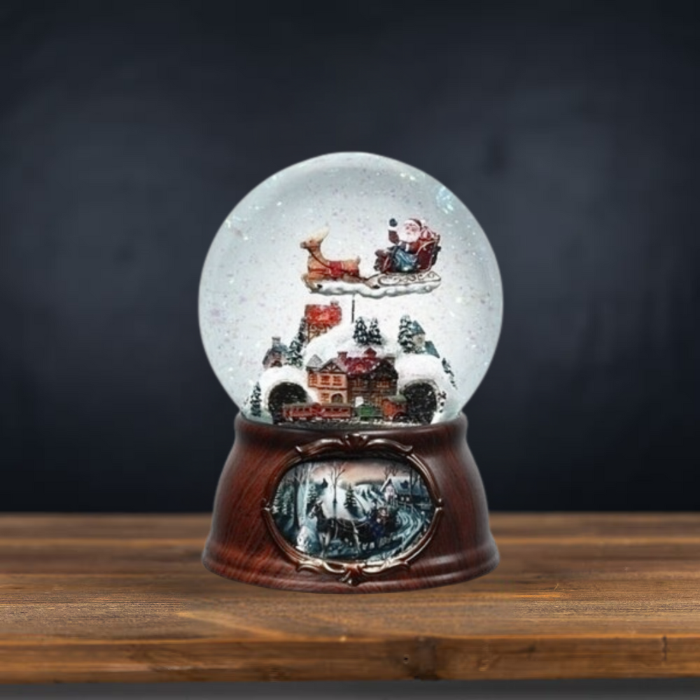 Roman Musical Moving Santa And Train 7"