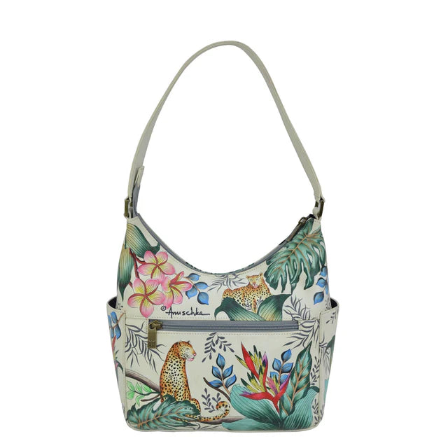 Anuschka Jungle Queen Ivory - Classic Hobo With Side Pockets