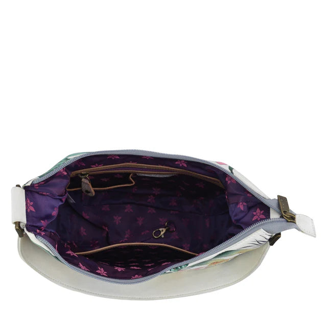 Anuschka Jungle Queen Ivory - Classic Hobo With Side Pockets